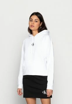 Calvin Klein Jeans CROPPED MONOGRAM HOODIE - Sweatshirt - White