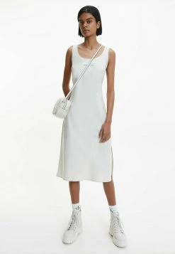 Calvin Klein Jeans SATIN MIDI - Robe De Jour - Eggshell