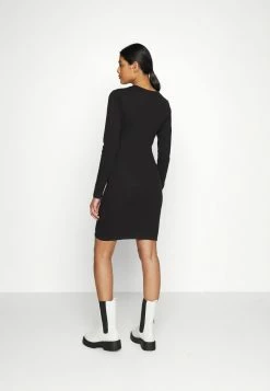 Calvin Klein Jeans BADGE HENLEY DRESS - Robe En Jersey - Black -Calvin Klein Elegant Magasin 57bba37d9b4f42b3be80239b92788bcf