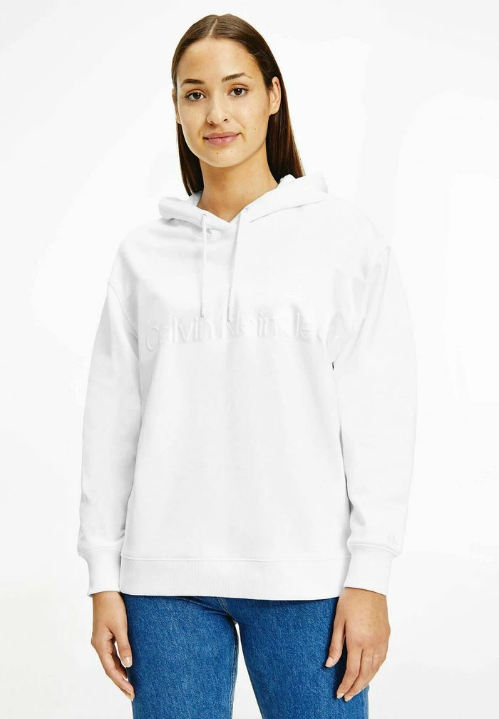Calvin Klein Jeans Sweat à Capuche - Weiss 1 Calvin Klein Jeans Sweat à Capuche - Weiss