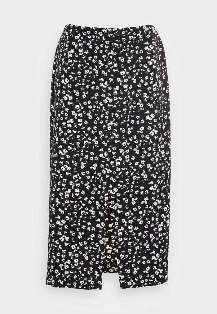 Calvin Klein Jeans BUTTONS THROUGH SPLIT MIDI - Jupe Crayon - Black/bright White 4 Calvin Klein Jeans BUTTONS THROUGH SPLIT MIDI - Jupe Crayon - Black/bright White – Image 4