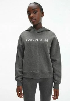 Calvin Klein Jeans BOXY LOGO - Sweat à Capuche - Dark Grey Heather