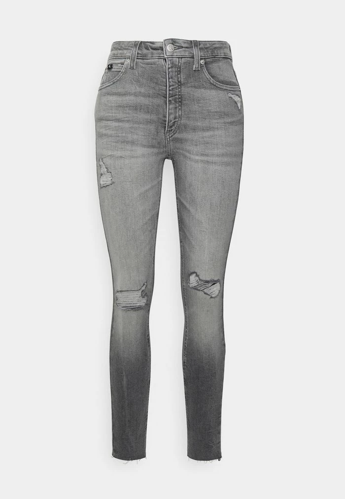 Calvin Klein Jeans HIGH RISE SUPER ANKLE - Jeans Skinny - Denim Grey 1 Calvin Klein Jeans HIGH RISE SUPER ANKLE - Jeans Skinny - Denim Grey
