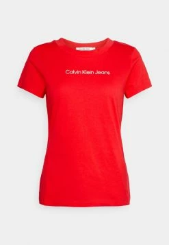 Calvin Klein Jeans SHRUNKEN INSTITUTIONAL TEE - T-shirt Imprimé - Strawberry Field