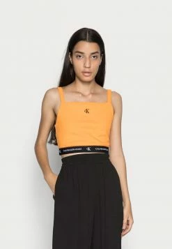 Calvin Klein Jeans CROP WITH TAPE - Débardeur - Island Orange
