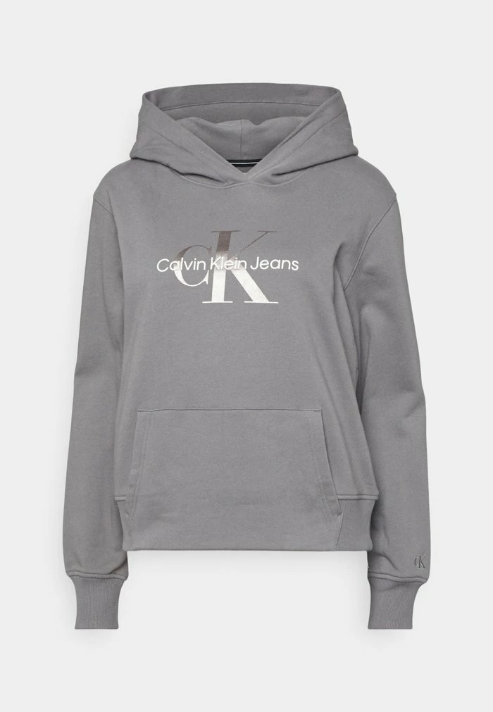 Calvin Klein Jeans MONOGRAM HOODIE - Sweatshirt - Fossil Grey 1 Calvin Klein Jeans MONOGRAM HOODIE - Sweatshirt - Fossil Grey