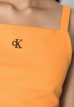 Calvin Klein Jeans CROP WITH TAPE - Débardeur - Island Orange -Calvin Klein Elegant Magasin 645fe6f775e44df4851afad82f322c5d