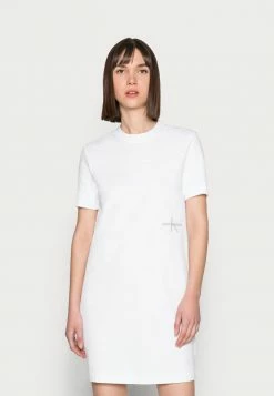 Calvin Klein Jeans OFFPLACED MONOGRAM DRESS - Robe En Jersey - White