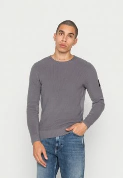 Calvin Klein Jeans MONOGRAM BADGE CREW NECK - Pullover - Fossil Grey