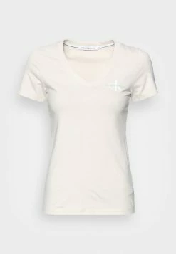 Calvin Klein Jeans MONOGRAM LOGO V NECK TEE - T-shirt Basique - Eggshell -Calvin Klein Elegant Magasin 6ab2d994a1c7470f8b5e8b1b0b744d26