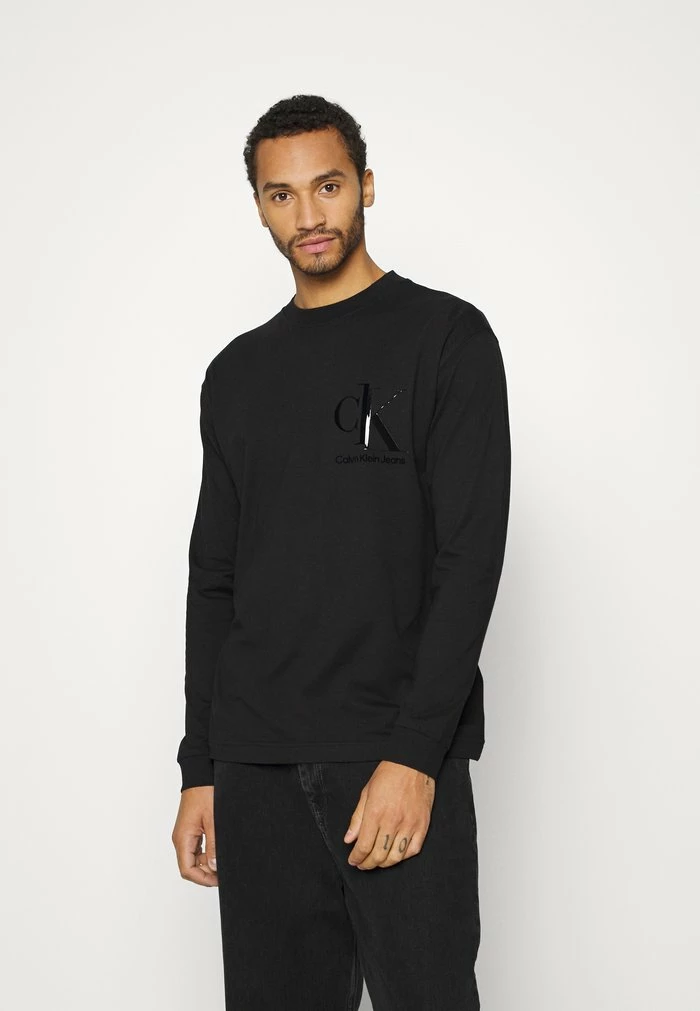Calvin Klein Jeans SPLICED BACK GRAPHIC - T-shirt à Manches Longues - Black 1 Calvin Klein Jeans SPLICED BACK GRAPHIC - T-shirt à Manches Longues - Black