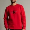 Calvin Klein Jeans ARCHIVAL MONOGRAM FLOCK CN - Sweatshirt - Red