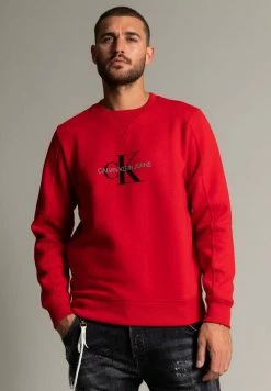 Calvin Klein Jeans ARCHIVAL MONOGRAM FLOCK CN - Sweatshirt - Red