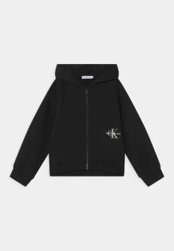 Calvin Klein Jeans MONOGRAM OFF PLACED ZIP THROUGH - Sweat à Capuche Zippé - Black