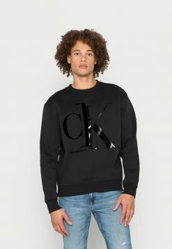 Calvin Klein Jeans BOLD SPLICED CREW NECK - Sweatshirt - Black