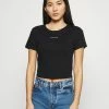 Calvin Klein Jeans MICRO BRANDING CROP - T-shirt Basique - Black