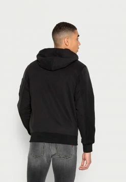 Calvin Klein Jeans BOX MIX MEDIA ZIP THROUGH - Sweat à Capuche Zippé - Black -Calvin Klein Elegant Magasin 74789a2eef31409fa8c9dbcb605cf06f