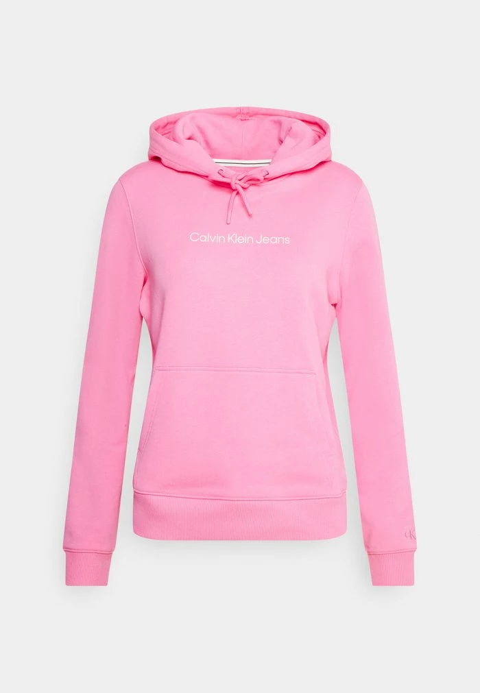 Calvin Klein Jeans SHRUNKEN INSTITUTIONAL HOODIE - Sweatshirt - Lipstick Pink 1 Calvin Klein Jeans SHRUNKEN INSTITUTIONAL HOODIE - Sweatshirt - Lipstick Pink