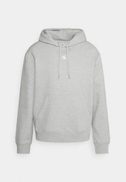 Calvin Klein Jeans CUT OFF TWO TONE MONOGRAM HOODIE UNISEX - Sweat à Capuche - Light Grey Heather
