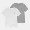 Calvin Klein Jeans MONOGRAM 2 PACK - T-shirt Basique - White/light Grey Heather