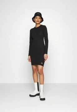 Calvin Klein Jeans BADGE HENLEY DRESS - Robe En Jersey - Black