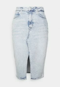 Calvin Klein Jeans MIDI SKIRT - Jupe Crayon - Denim Light