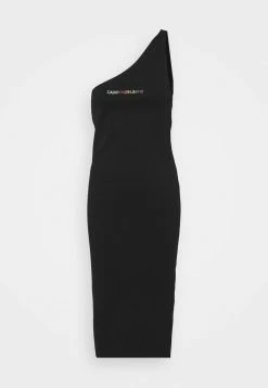 Calvin Klein Jeans PRIDE ASYMMETRICAL RIB DRESS - Robe Fourreau - Black -Calvin Klein Elegant Magasin 7e811c973a0946f9aabbaebb83c04f92