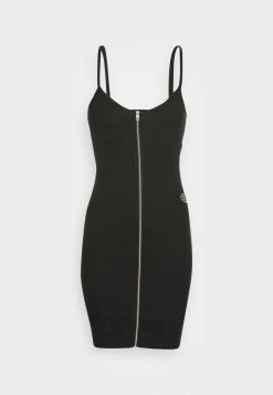 Calvin Klein Jeans ZIP THROUGH DRESS - Robe Fourreau - Black -Calvin Klein Elegant Magasin 7f5121a3e3f345d692db005aaab6e390