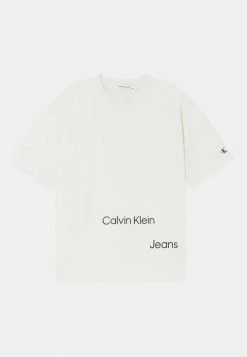 Calvin Klein Jeans DISRUPTED LOGO UNISEX - T-shirt Imprimé - Ivory