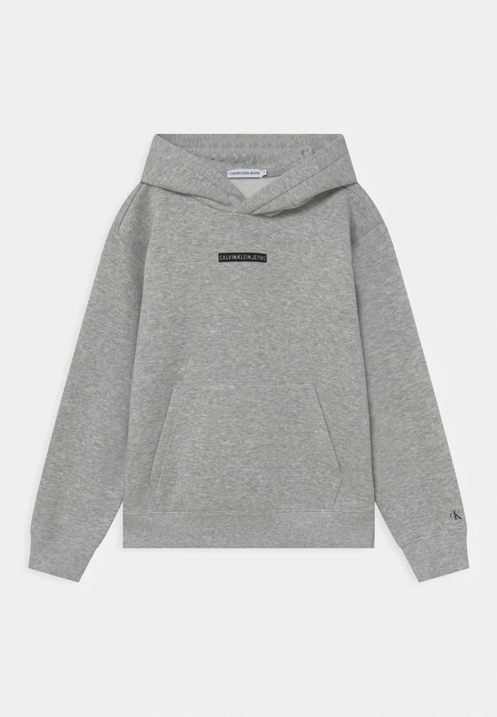 Calvin Klein Jeans MICRO FLOCK LOGO RELAXED HOODIE - Sweatshirt - Light Grey Heather 1 Calvin Klein Jeans MICRO FLOCK LOGO RELAXED HOODIE - Sweatshirt - Light Grey Heather
