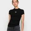 Calvin Klein Jeans SIDE DRAWSTRINGS RIB TEE - T-shirt Imprimé - Black
