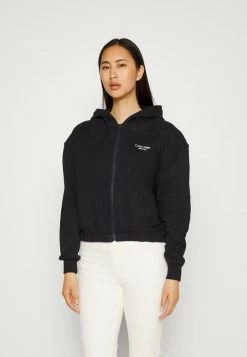 Calvin Klein Jeans STACKED LOGO ZIP THROUGH - Sweat à Capuche Zippé - Black