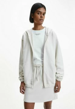 Calvin Klein Jeans Sweat à Capuche Zippé - Eggshell