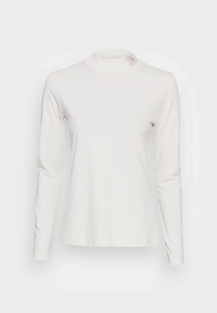 Calvin Klein Jeans ICONIC MOCK NECK - T-shirt à Manches Longues - Stone Grey 4 Calvin Klein Jeans ICONIC MOCK NECK - T-shirt à Manches Longues - Stone Grey – Image 4