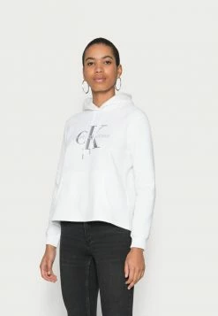 Calvin Klein Jeans GLOSSY MONOGRAM HOODIE - Sweatshirt - Bright White