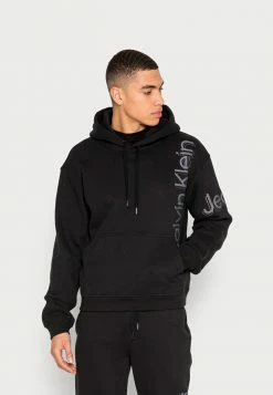 Calvin Klein Jeans VERTICAL BOLD INSTIT HOODIE - Sweatshirt - Black