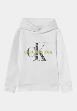 Calvin Klein Jeans MONOGRAM NOISE HOODIE - Sweatshirt - Bright White