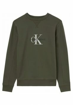 Calvin Klein Jeans ARCHIVAL MONOGRAM FLOCK - Sweatshirt - Black Olive/crockery