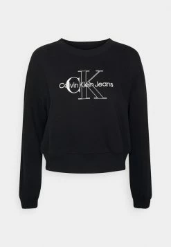 Calvin Klein Jeans TWO TONE MONOGRAM CROP CREW NECK - Sweatshirt - Black