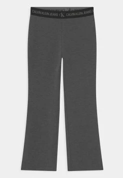 Calvin Klein Jeans PUNTO LOGO TAPE FLARE PANTS - Legging - Dark Grey Heather
