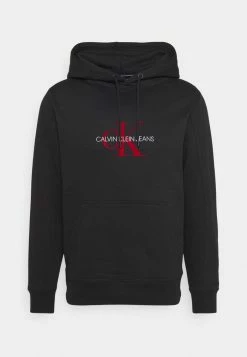 Calvin Klein Jeans ARCHIVAL MONOGRAM HOODIE UNISEX - Sweatshirt - Black/salsa -Calvin Klein Elegant Magasin 90ca49625db544589a33cc6cf5eeca53