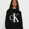 Calvin Klein Jeans RAGLAN SWEATER - Pullover - Black/bright White