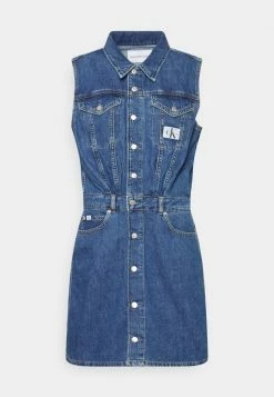 Calvin Klein Jeans SLEEVELESS DRESS - Robe En Jersey - Denim Medium