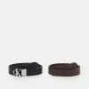 Calvin Klein Jeans MONO HARDWARE BUCKLE STRAPS 2 PACK - Ceinture - Black/bitter Brown
