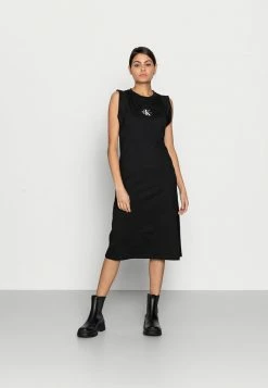 Calvin Klein Jeans KNOTTED T-SHIRT DRESS - Robe En Jersey - Black