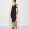 Calvin Klein Jeans PRIDE ASYMMETRICAL RIB DRESS - Robe Fourreau - Black