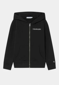Calvin Klein Jeans INSTITUTIONAL LOGO ZIP-THROUGH UNISEX - Sweat à Capuche Zippé - Ck Black