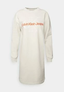 Calvin Klein Jeans TWO TONE MONOGRAM DRESS - Robe De Jour - Eggshell