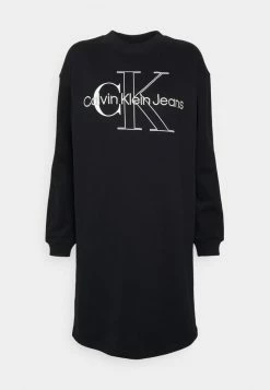 Calvin Klein Jeans TWO TONE MONOGRAM DRESS - Robe De Jour - Black