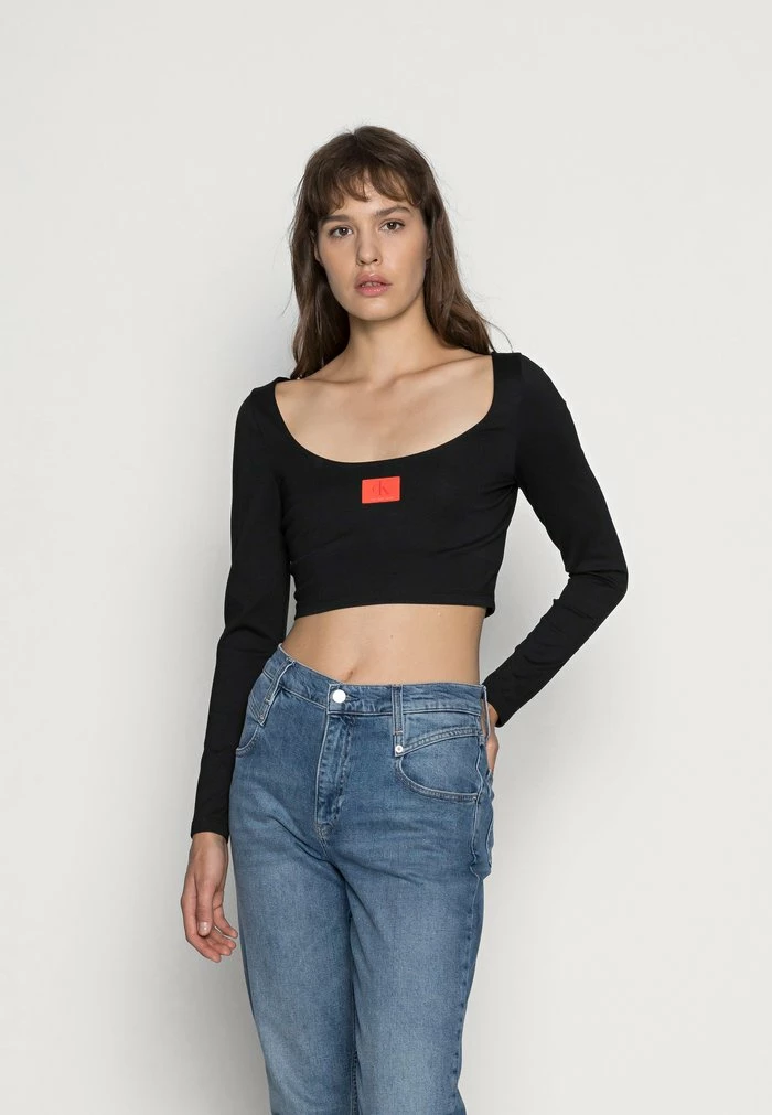 Calvin Klein Jeans SCOOP NECK TEE - T-shirt à Manches Longues - Black 1 Calvin Klein Jeans SCOOP NECK TEE - T-shirt à Manches Longues - Black